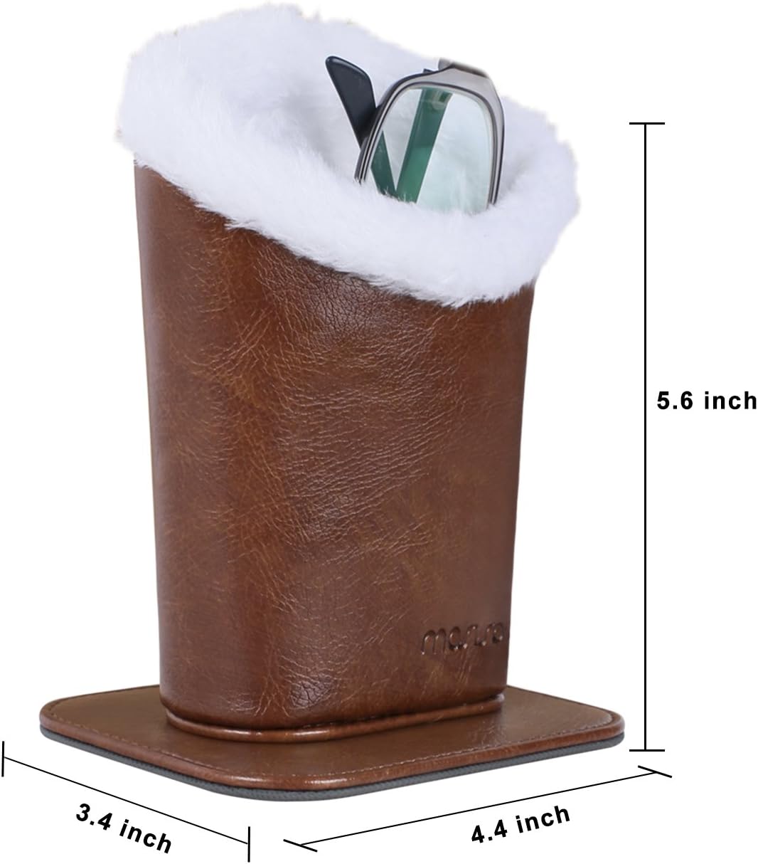 MOSISO Eyeglasses Holder for Women, Plush Lined PU Leather Glasses Case | Eyeglasses Holder with Magnetic Base, Anti-Scratch Storage for Desk