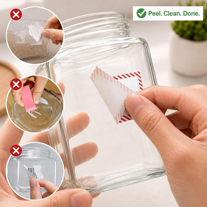 Removable Food Labels, No Residue, Easy Peel Writable Kitchen Labels for Meal Prep & Food Storage Containers, 1.5” x 2.5”, 200 Labels, Vibrant Frame Set
