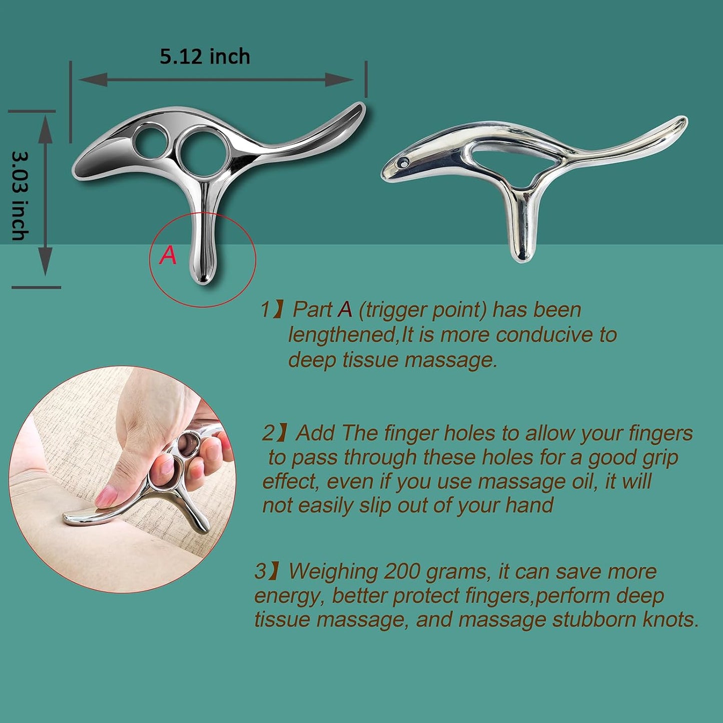 Gua Sha Trigger Point Massage Tool -Thumb Protector,Deep Tissue Massage,Muscle Scraper Tool (T)