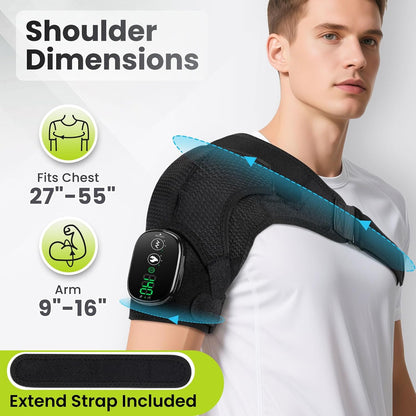 Cordless Shoulder Heating Pad with Vibration for Rotator Cuff Pain Relief, Arm Heated Massage Pad, Shoulder Support Brace with 3 Heating Levels & Vibration, Left or Right