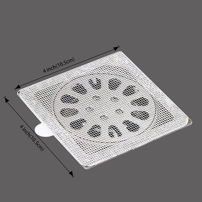 PRIMSOPH 4 Inch 30pcs Disposable Shower Drain Hair Catcher Mesh Stickers Floor Drain Sticker Disposable Drain Filter Hair Trap Sticker