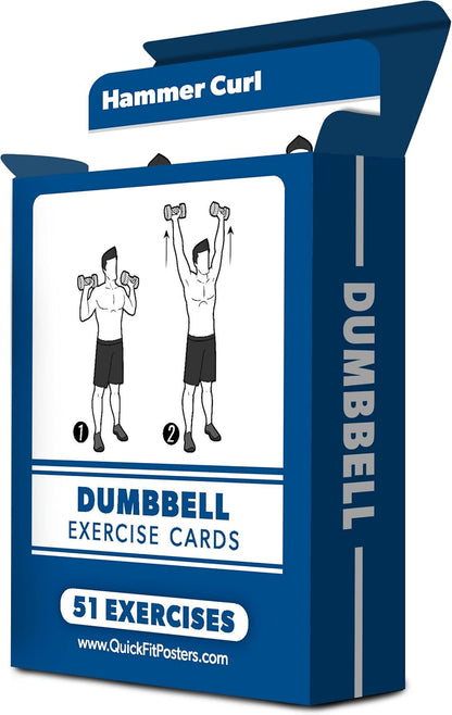 QUICKFIT Dumbbell Exercise Cards - Fitness Playing Cards with Over 50 Dumbbell Workouts - 2.5" x 3.5" (Standard Playing Card Size)