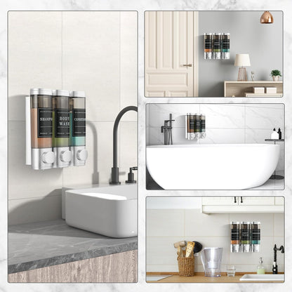 Cabo Deseado Shower Soap Dispenser Wall Mounted No Drill Shampoo Dispenser for Shower Wall Shampoo and Conditioner Dispenser Bathroom Hotel 3 * 350ml Gungray with Labels
