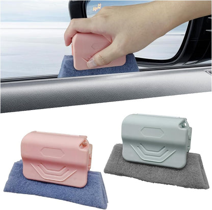 2PCS Magic Window Track Cleaner, Window Groove Cleaning Brush Tools Set, Hand-held Window Track Cleaner, Vehicle Clean Accessory for Sliding Door, Sill, Tile Lines, Shutter, Car Vents (GN&PK)