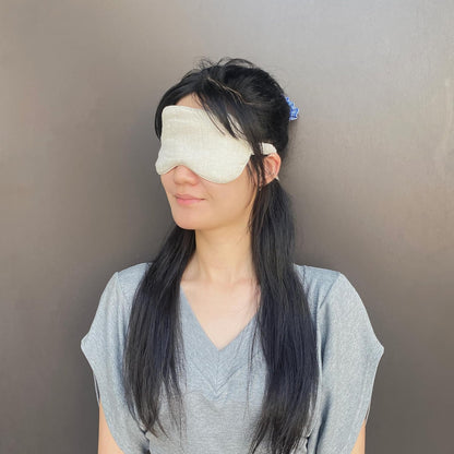 Eye mask Pure Linen Sleep Mask with Elastic Band, No Pressure On Eyes,Side Sleeper Eye Cover Organic Cotton Core Blindfold,Napping & Yoga Travel Essentials (Natural)