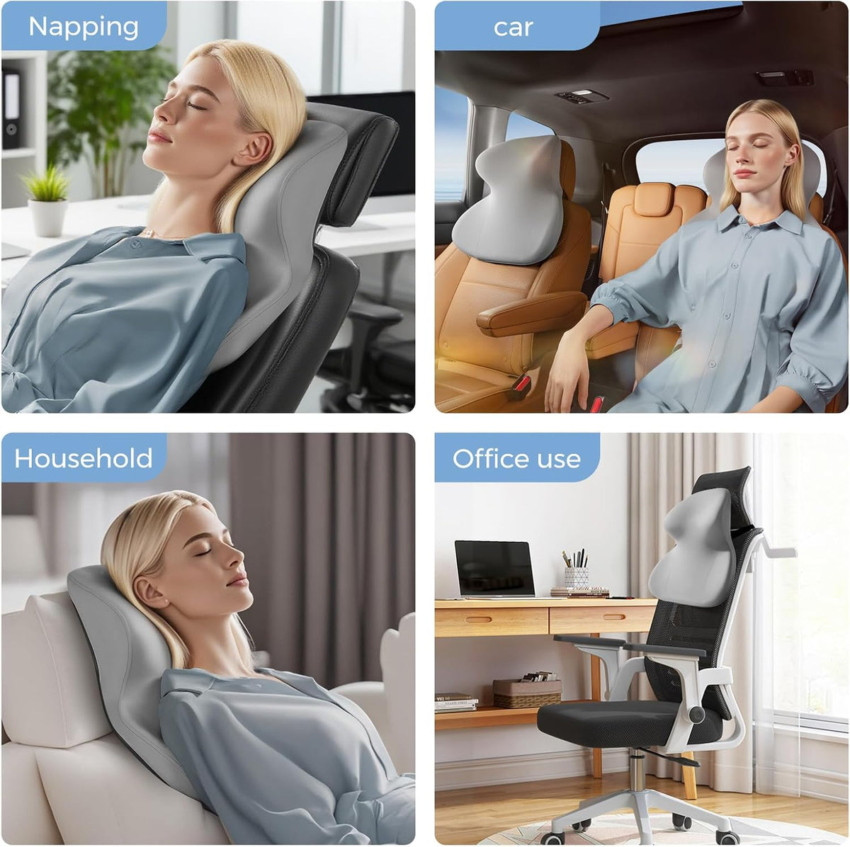 BEBAS Car Headrest Pillow, Ergonomic Neck Pillow with Memory Foam, Black