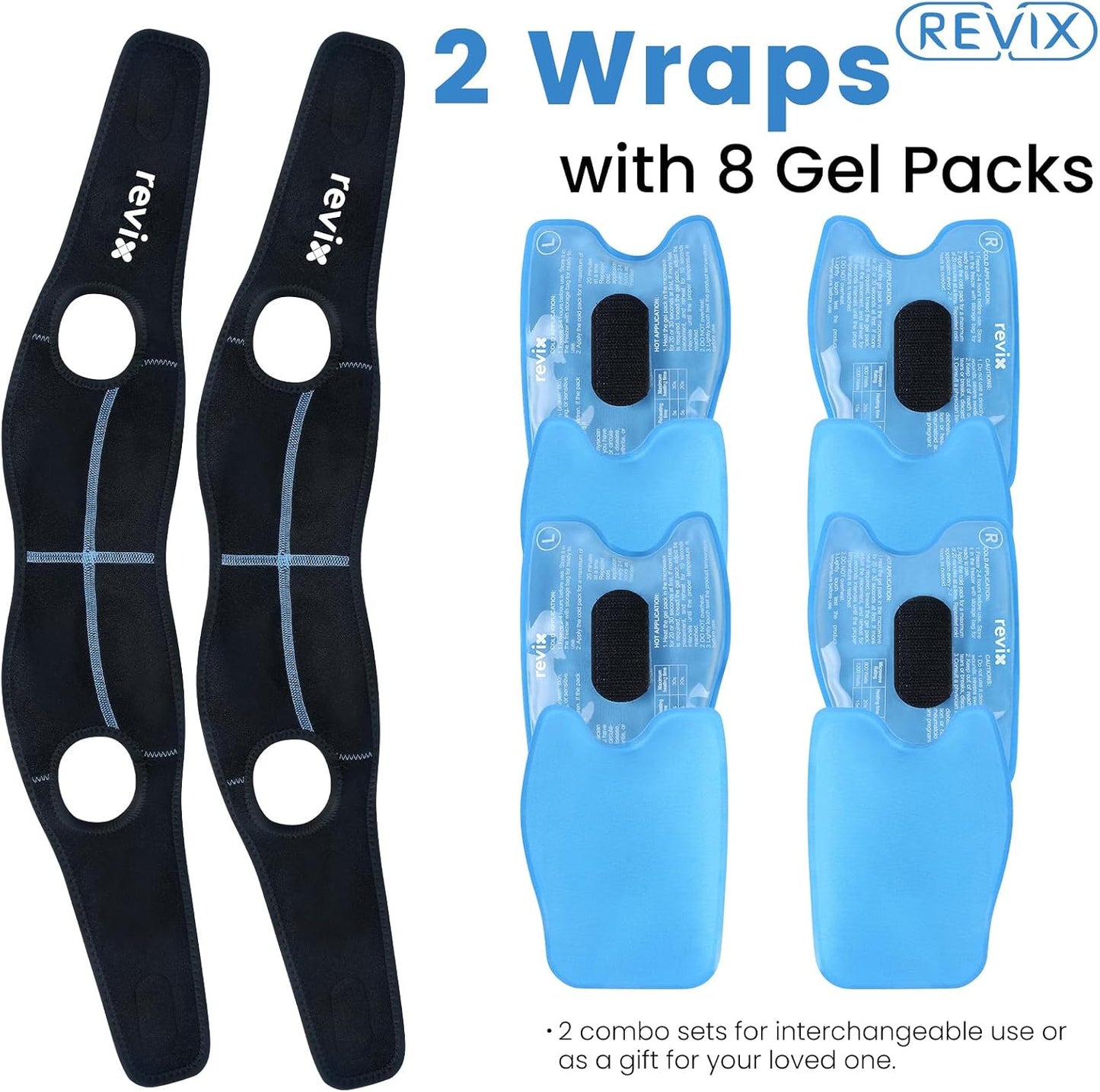 REVIX Wisdom Teeth Ice Pack Head Wrap for Face, Jaw & Chin Relief, Black | For Oral Surgery, Tooth Extraction, TMJ & Teeth Removed, 4 Reusable Hot & Cold Gel Packs, 3D Snug Fit