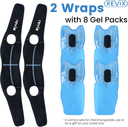 REVIX Wisdom Teeth Ice Pack Head Wrap for Face, Jaw & Chin Relief, Black | For Oral Surgery, Tooth Extraction, TMJ & Teeth Removed, 4 Reusable Hot & Cold Gel Packs, 3D Snug Fit
