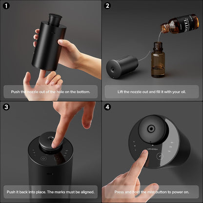 Airversa ADX Waterless Essential Oil Diffuser Starter Kit, Black