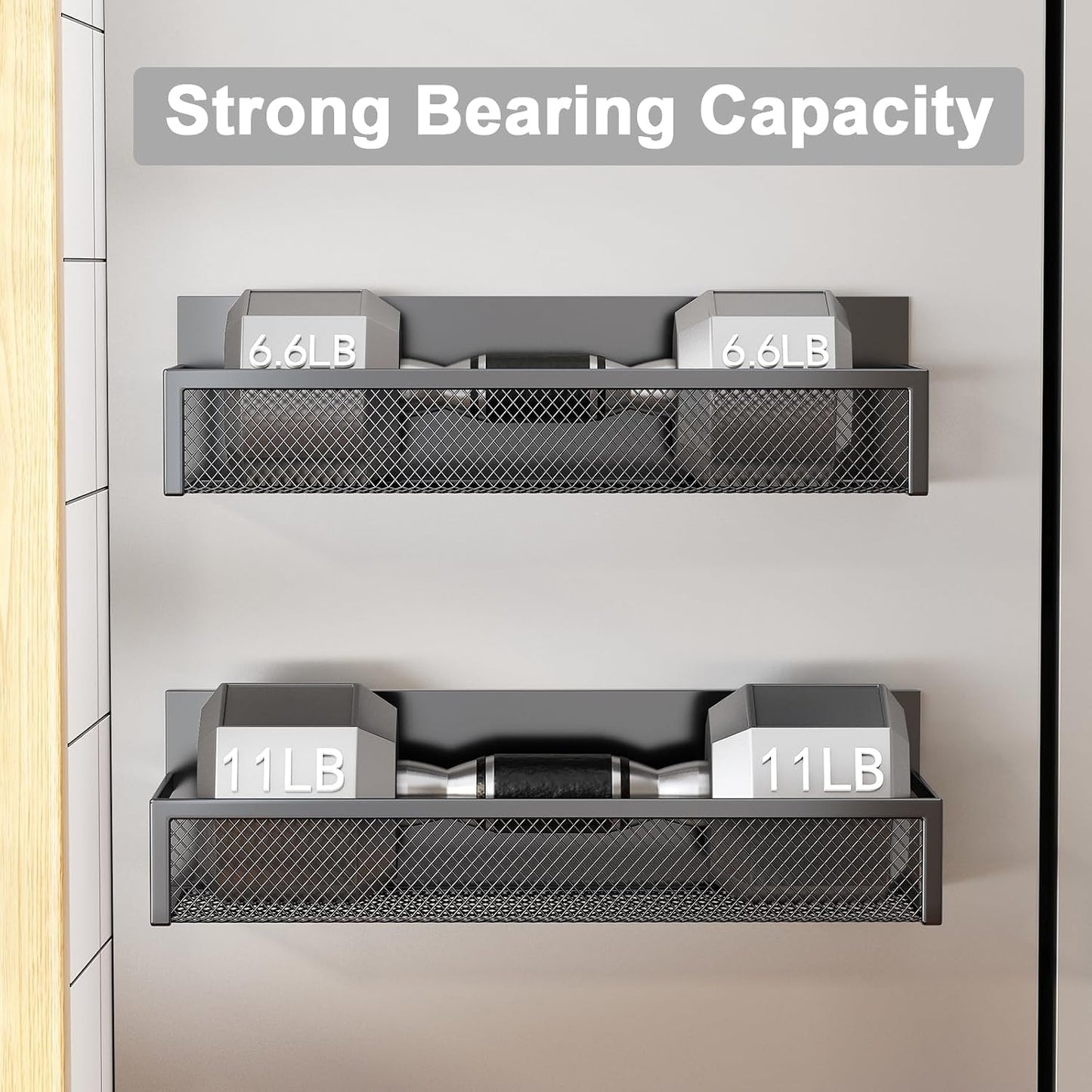 Aufworld Magnetic Spice Rack for Refrigerator, 3 Pack Magnetic Shelf, Moveable Fridge Organizer with 8-Hook Rack, Seasoning Organizer for Kitchen