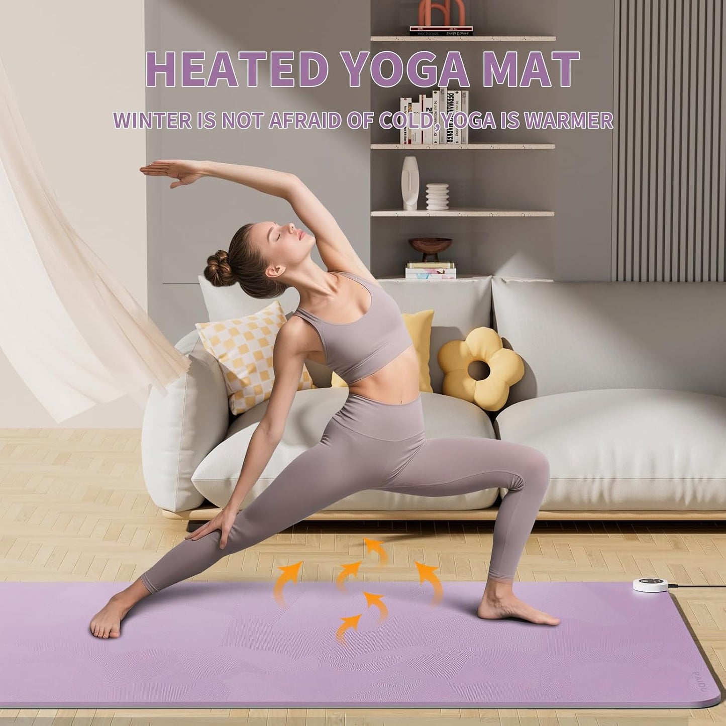 PAIDU Heating mat, Extra Large Anti Slip Electric Heating Yoga mat | Adjustable Temperature Heated Floor mat,Foot Warmer,Winter 120V Heated Rug Suitable for Yoga, Pilates,Exercise