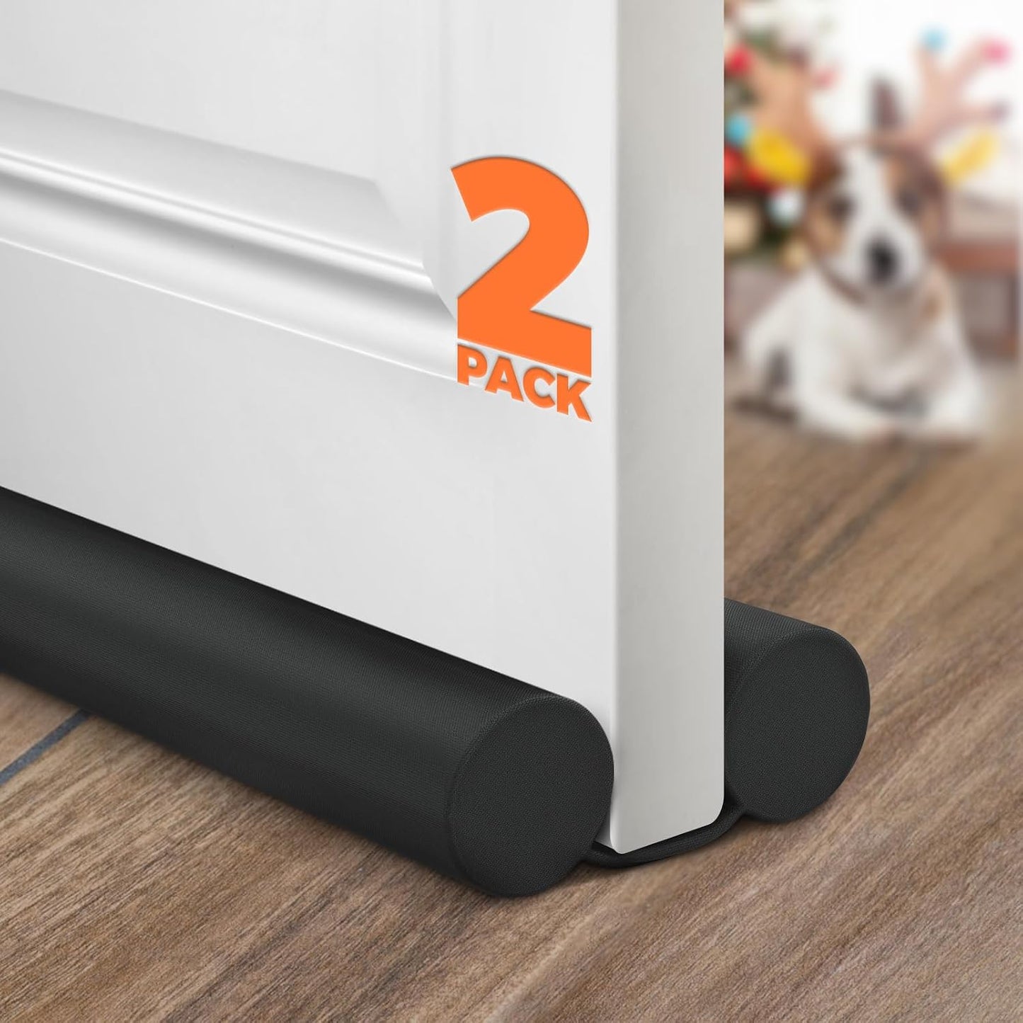 Holikme Door Draft Stopper Weather Stripping Adjustable Door Sweeps, Black | Draft Stopper for Bottom of Door Gap Filler, Windproof Seal, Easy Install, Block Noise, Cold Air, Light, Dust & Drafts