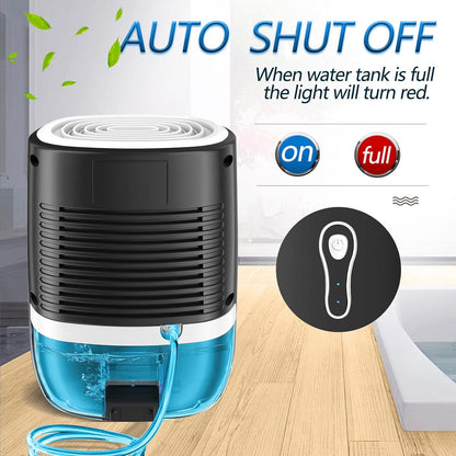 Dehumidifiers for Home 27oz(800ml), Small Auto Shut off with Drain Hose | Portable Ultra Quiet Mini Dehumidifier for Bathroom, Basement, Garage, RV, Gun Safe, Closet, Quiet Moisture Absorber
