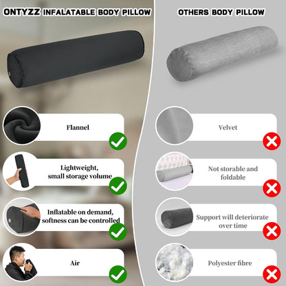 ONTYZZ Inflatable Round Neck Pillow Cervical Roll Pillow, 4.9 * 14.96 inch | Cylinder Bolster Pillow for Head, Neck, Back, Legs and Yoga, Grey