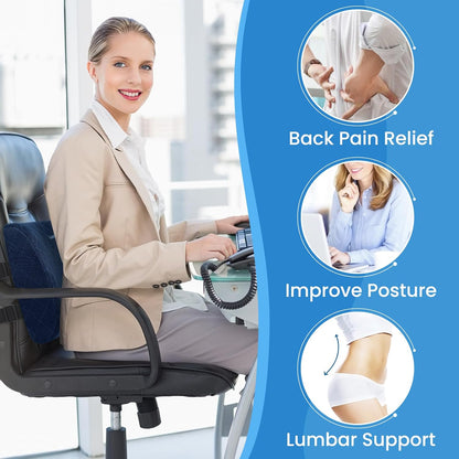 Lumbar Support Pillow for Office Chair, Back Support, Memory Foam, Grey | Improve Sitting Posture & Back Pain Relief. Lumbar Pillow Fits Office, Gaming & Car Chairs with Adjustable Dual Straps