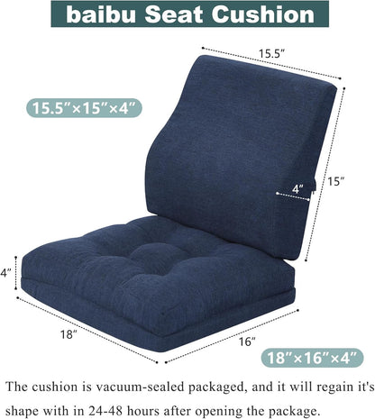 baibu Memory Foam Recliner Cushions with Lumbar Support Pillow Set for Elderly, 20x20x5 Inch Dual-Layer Design Non-Slip Recliner Seat Cushion & Back Support Pillow for Reduce Hip & Lumbar Pain, Brown