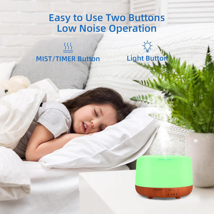 SPLITSKY 300ml Ultrasonic Essential Oil Diffuser with Remote Control | 7-color LED lighting, 2 mist modes, 2H and 4H timers, and waterless auto shut-off for bedrooms, desks and offices.