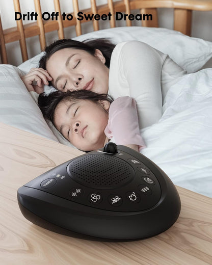 Mesqool Portable White Noise Machine with 24 Soothing Sounds for Sleep | Timer and memory function, headphone jack, USB charging, and AC or battery power for babies, kids, adults and travel