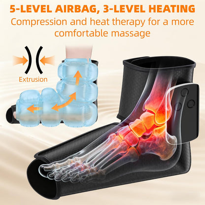 Cordless Air Compression Foot and Ankle Massager with Heat,1Wap | Portable Heat & Vibration Wrap for Tired Feet, Sore Arms & Swollen Ankles; Cordless, Rechargeable Gift for Men and Women