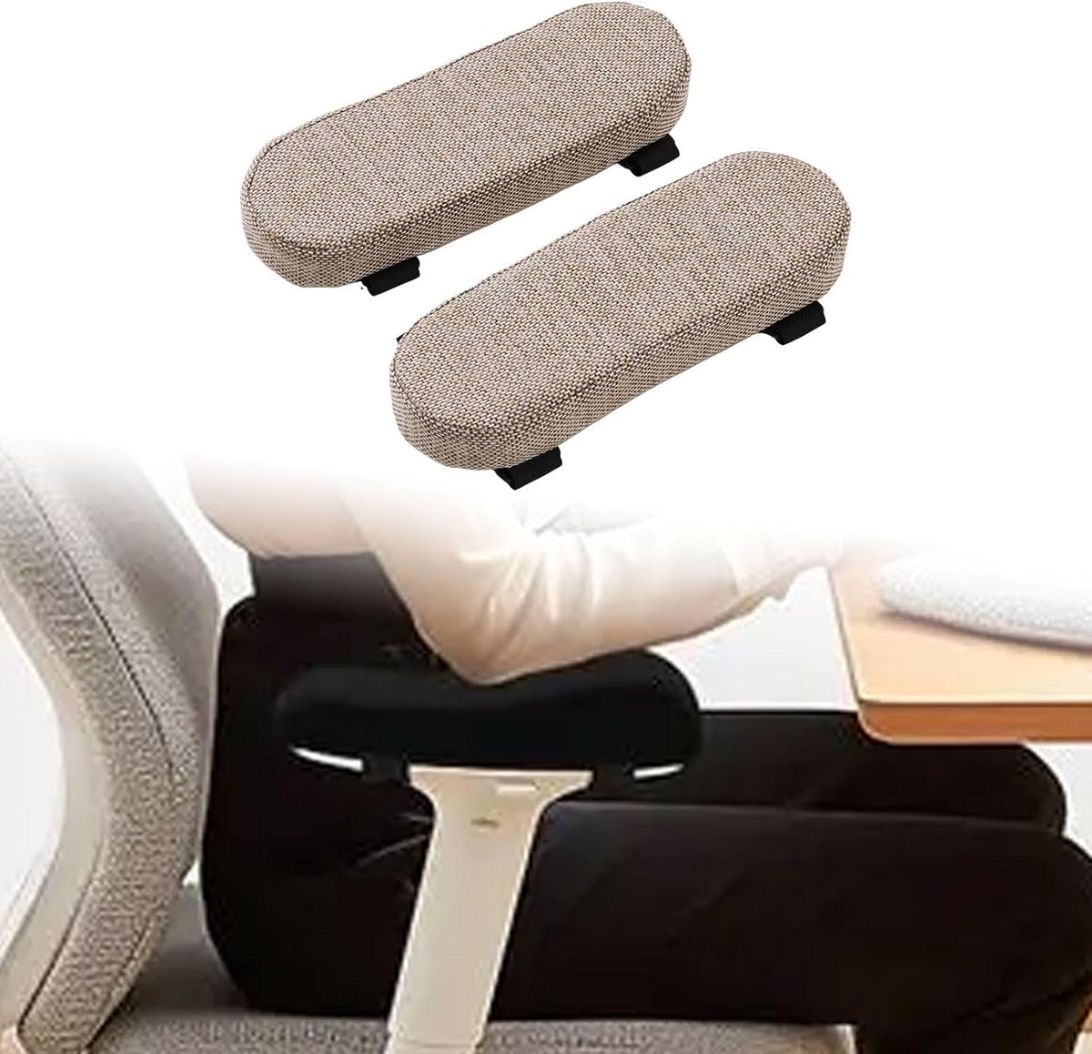 Office Chair Armrest Pad Elbow Cushion Thick Removable Cover Desk Chair Armrest Cushion Arm Padding for Recliners Sofa Home, Beige