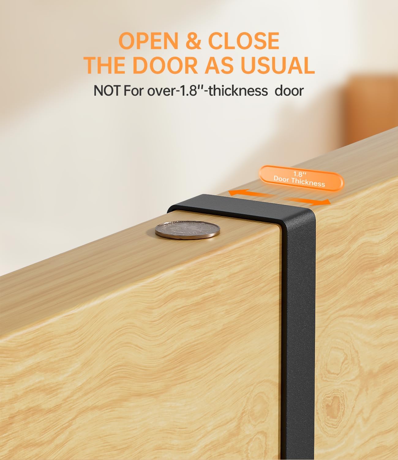 Broom Holder Over The Door with Hooks -304 Stainless Steel (Black) | Save Space, Anti-Rust & Sturdy, Mop and Broom Holder Wall Mounted or Hanging Over The Door, for Garage Laundry Kitchen