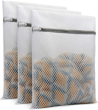 Muchfun 3Pcs Durable Honeycomb Mesh Laundry Bags for Delicates 12x16 Inches | (3 Medium)