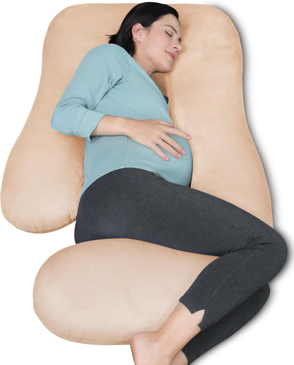 MOON PARK Pregnancy Pillows for Sleeping - 57 Inch U Shaped Full Body Maternity Pillow with Removable Cover - Support for Back, Legs, Belly, Hips - Pregnancy Pillow for Women - Grey