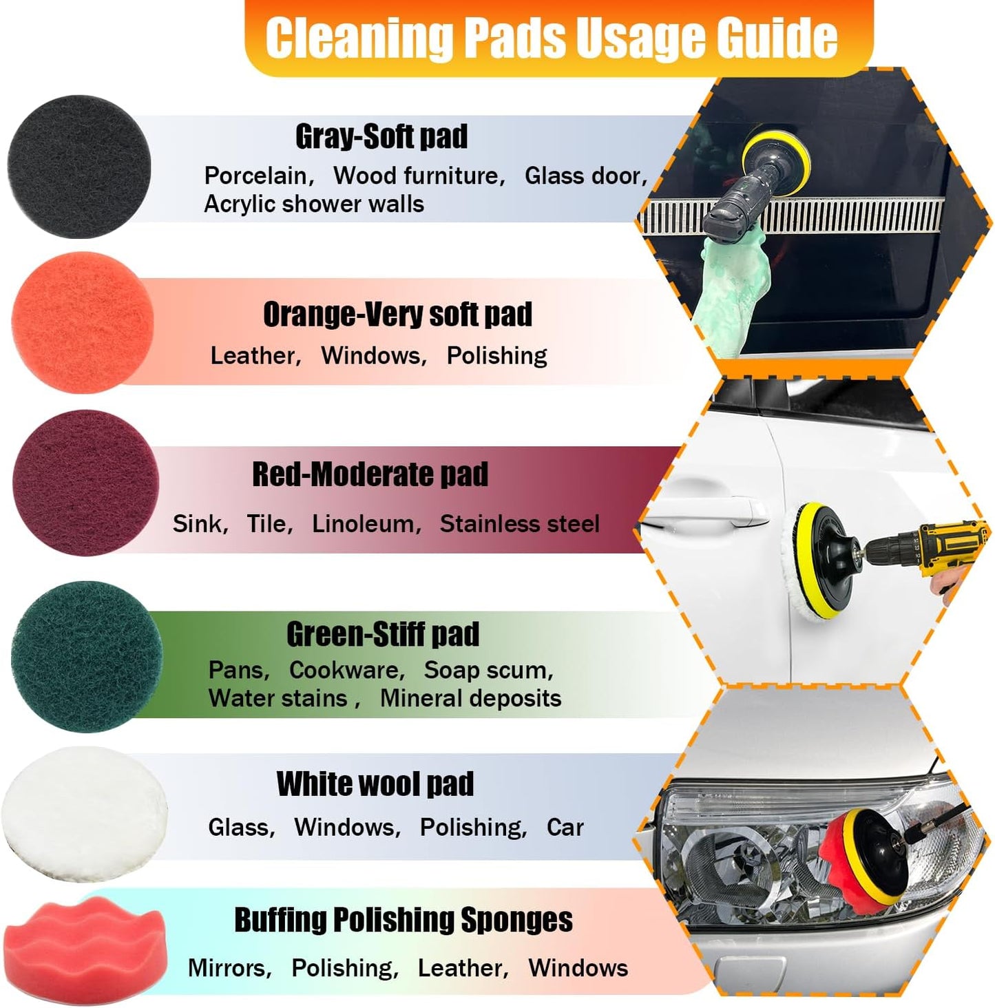 30Pcs Drill Brush Attachment Set,Drill Scrubber Brush Kit Include Scrub Pads, Sponge, Extend Attachment, Drill Cleaning Brush Attachment Set for Bathroom, Tub, Tile, Corner, Floor, Grout, Boat