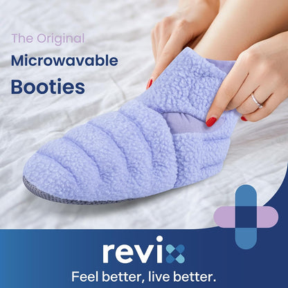REVIX Microwavable Booties for Cold Feet, Heated Slippers, Navy S