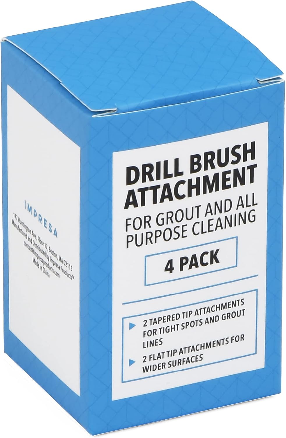 Impresa 4-Pack Drill Brush Attachment Set - Yellow, 5/8" Stiff Bristles - Efficient Cleaning, Quick-Change Shafts & Cordless Drill Fit - Versatile Tile Cleaning & Tile Grout