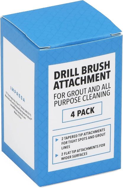 Impresa 4-Pack Drill Brush Attachment Set - Yellow, 5/8" Stiff Bristles - Efficient Cleaning, Quick-Change Shafts & Cordless Drill Fit - Versatile Tile Cleaning & Tile Grout