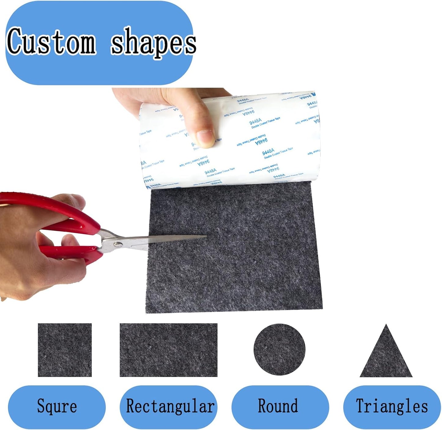 Cuttable Felt Furniture Pads with Sticky Backing,40x4 inch Self Adhesive Felt Sheets,Heavy Duty Felts Strip Roll Felts Tape Protect Hardwood Floors No Scratches No Noise