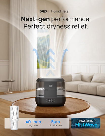 DREO Smart Humidifiers for Bedroom, 4L Cool Mist Humidifier