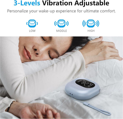 Vibrating Alarm Clock Rechargeable Battery Operated Cordless & Dual Alarms | Bed shaker for Under Pillow, Travel-friendly, Weekday/weekend Mode, Perfect for Heavy Sleepers & Hearing-impaired