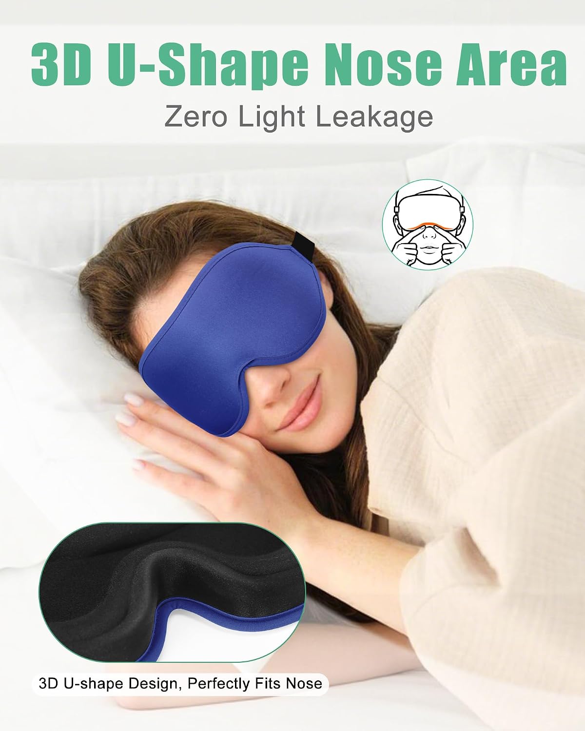 BeeVines Sleep Mask, 2 Pack 3D Contoured Sleeping Eye Masks for Lash Extensions, Night Molded Covers with Adjustable Strap, Memory Foam Eye Shade for Traveling Yoga Nap(Black & Grey)