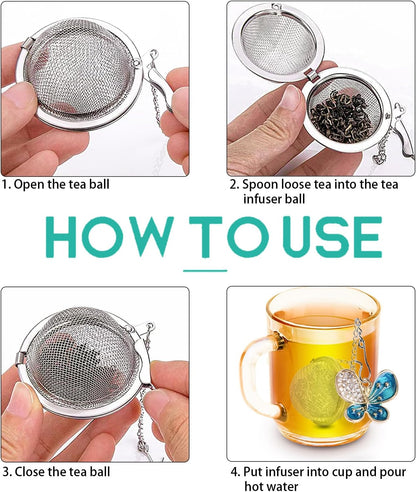 Tea Steeper for Loose Tea 2pcs NSTaygate Tea Infuser with Charm Handmade Cute Butterfly BFF Pendant, Tea Strainers for Loose Tea 304 Stainless Steel Tea Ball for Brew Tea