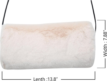 Faux Fur Hand Muff for Women Winter Hand Warm Warmer with PU Leather Strap