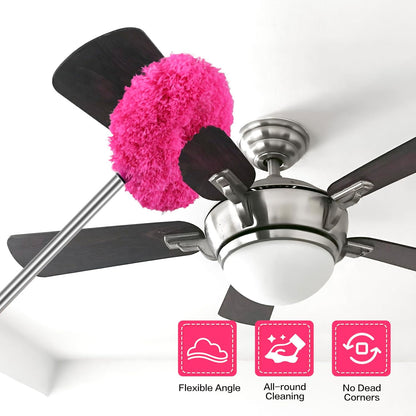 Ceiling Fan Cleaner Duster Reusable Microfiber Ceiling Fan Blade Cleaner Removable Duster with Extension Pole Adjusts 13 to 49.7 Inch for Cleaning Walls Bookshelves Furniture Door Window Top (Blue)