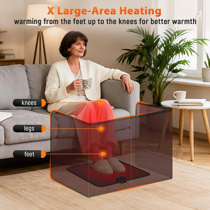 Under Desk Heater with Heated Floor Mat-Personal Portable Space Heaters Indoor-Foot Warmer with 12H Timer & 8 Heat Levels
