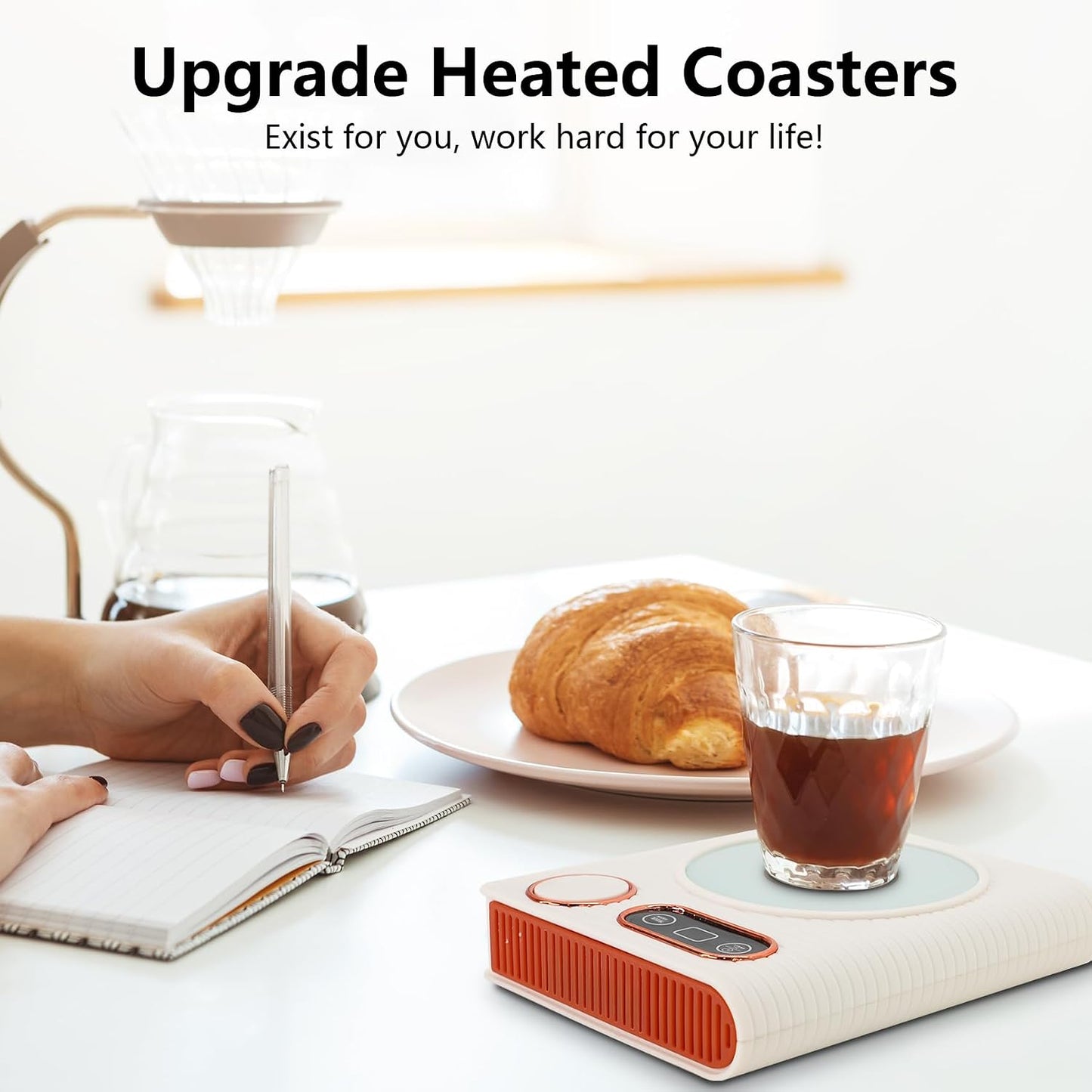 2-in-1 Mug Warmer with Warm Air Function, Coffee Cup & Candle Warmer for Desk, 100W Electric Beverage Warmer with Auto Shut-Off for Office