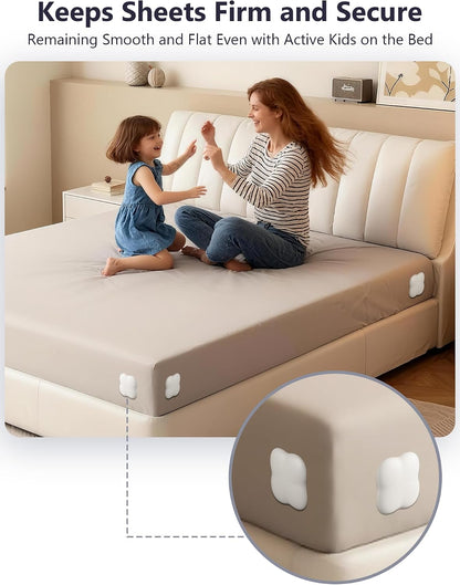 Bed Sheet Holders for Corners, 4-Pack Fitted Sheet Holder Keep Sheets Firm,Fits Any Size Mattress-No More Shifting Bedding
