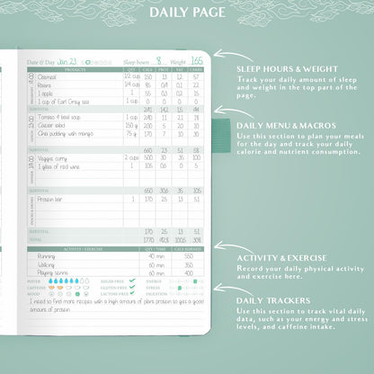 Legend Food Journal, Weight Loss & Meal Tracking Diary 5.8x8.3 Hot Pink