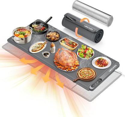 Warming Mat For Food Extra Large 36"x16" 580W Food Warming Mat With Heat Resistant Pad,Chafing Dishes for Buffet 6 Temp 6 Hour,Roll Up Food Warmers for Parties Buffet for Catering Gatherings