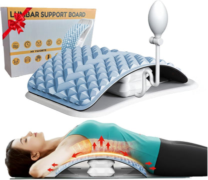 Back Stretcher with Air-Adjustment for Lower Back Pain Relief, Lumbar Support Board with 10 Inch Wide Elastic Panel for Spine Decompression, Multi-Level Back Cracker for Posture Improve & Scoliosis