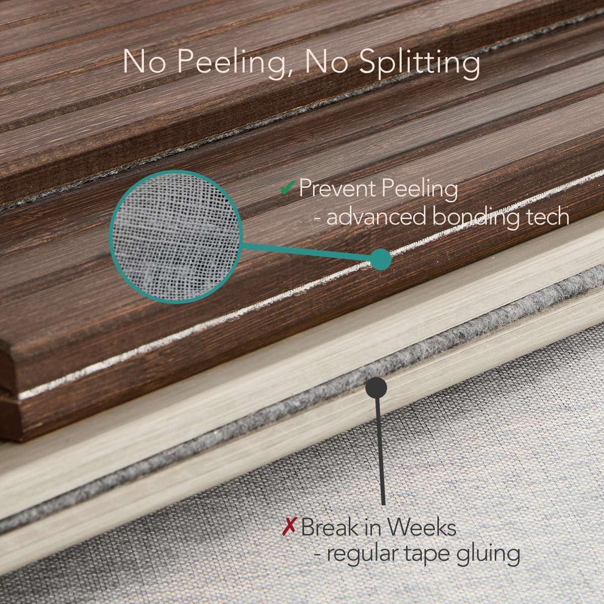 Detor Couch Cup Holder Tray with Super Anti-Slip Pad, Large 4.5" x 4.5" Organizer, Brown-Stained Bamboo Finish, Enhanced Non-Slip Felt Base, Durable Bamboo Slats, Fits Armrests 5.5" and Wider