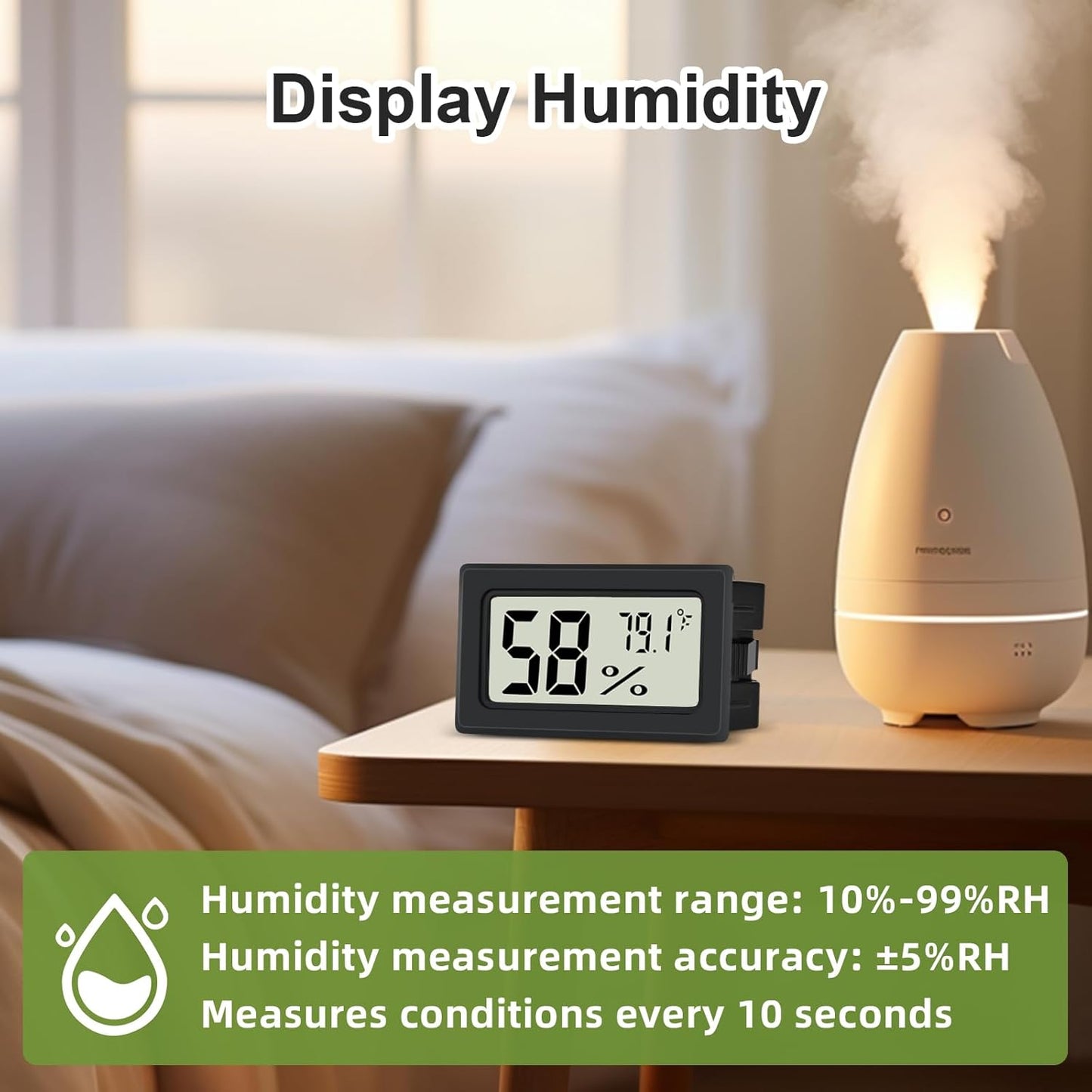 Humidity Meter Indoor Thermometer 6-Pack Mini Digital Thermometer Hygrometer Indoor Temperature Humidity Meters Gauge LCD Display Fahrenheit (℉) for Greenhouse, Reptile Tank, Cellar, Closet