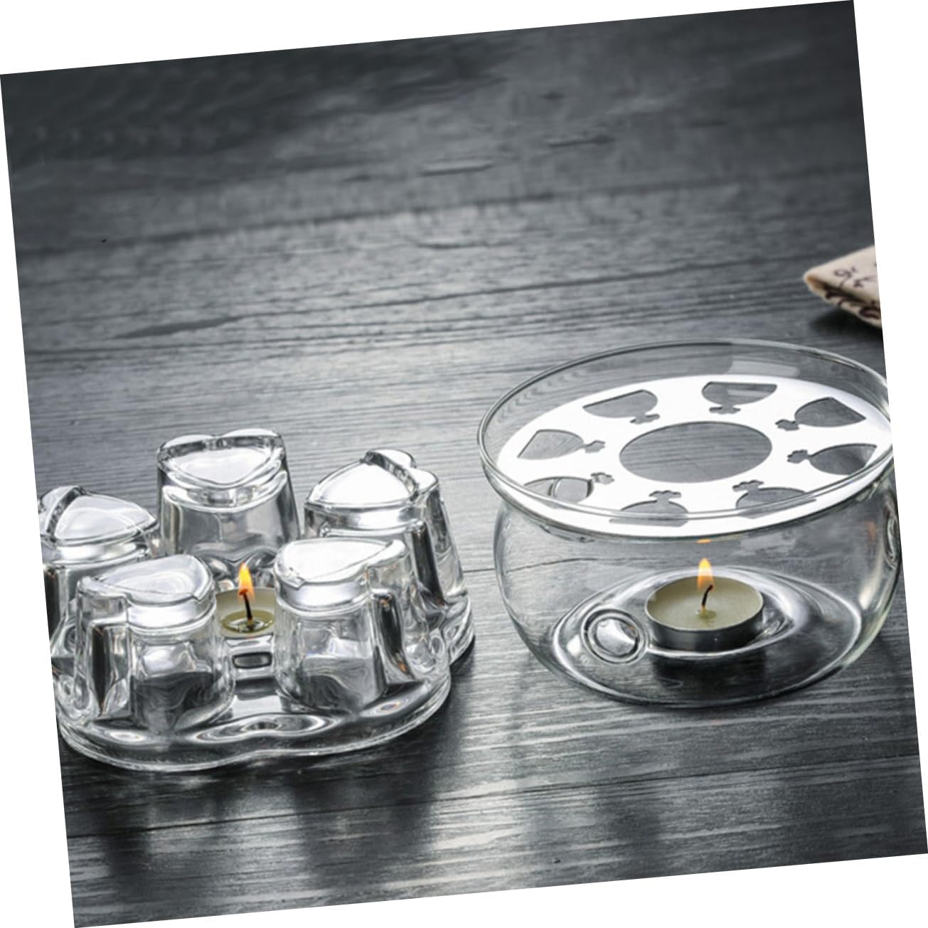LABRIMP Heart-Shaped Glass Base for Teapot Stylish Insulated Heating Design for Warm Tea Multi-Functional Candle Holder Safe and Elegant Accessory