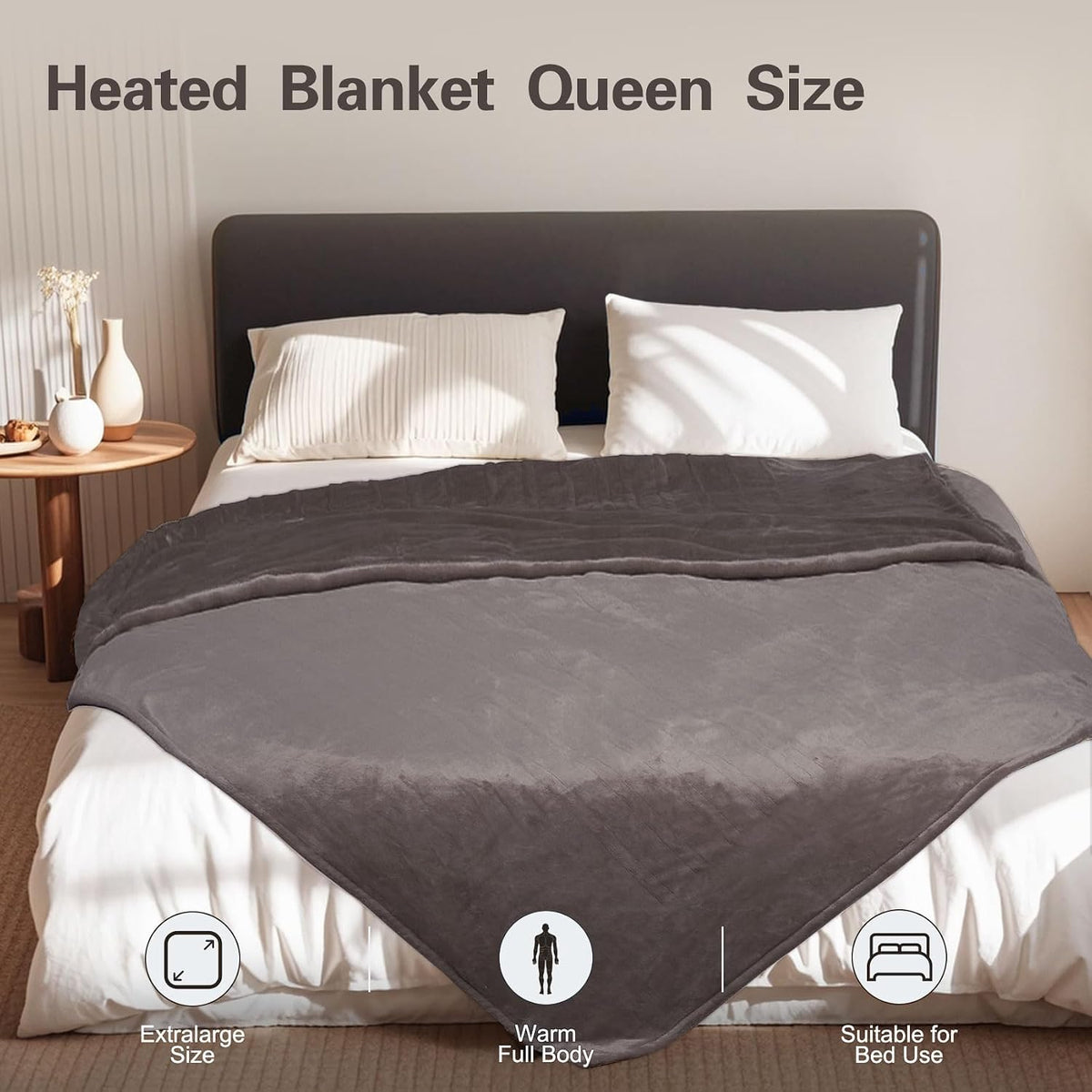Tefici Electric Heated Blanket, Super Cozy 2-Layer Flannel Heated Throw