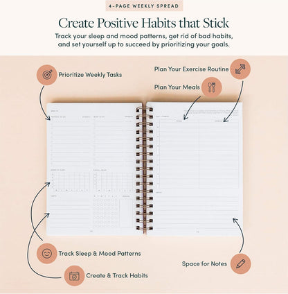 The Self-Care Planner by Simple Self - Undated 6 Month Life Planner - Daily, Monthly, Weekly - Focus on Wellness, Productivity, Achieving Goals, and Happiness (Abstract, Daily Edition: 13-Weeks)