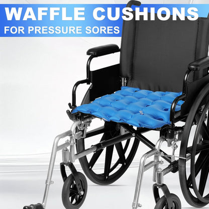 2-Pack Inflatable Waffle Cushion for Pressure Relief, Wheelchair Cushion for Pressure Redistribution, Portable Air Seat Cushions for Office Chair Car Seat, Breathable Seat Pad, Includes 1 Air Pumps
